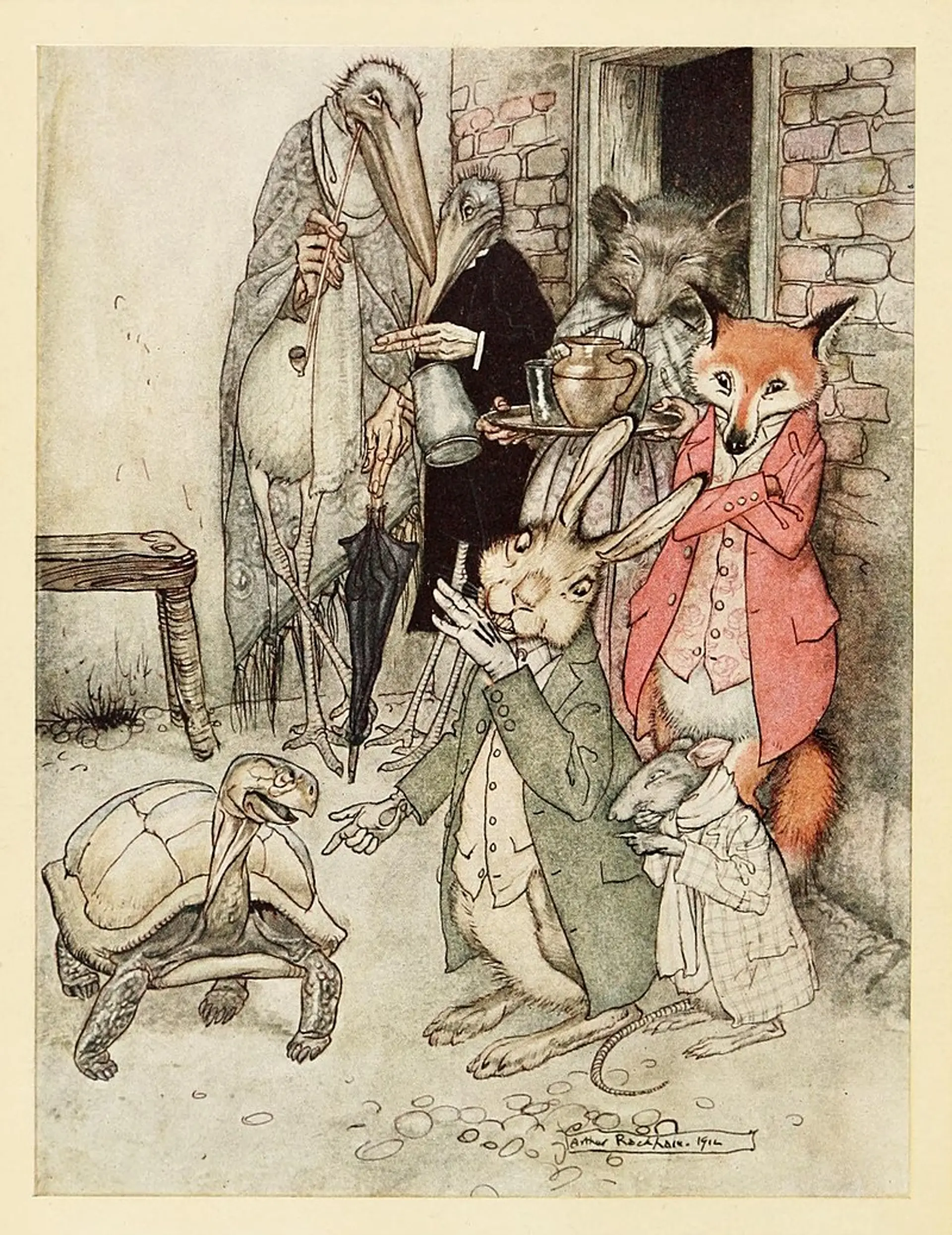 "The Tortoise and the Hare", from an edition of Aesop's Fables illustrated by Arthur Rackham, 1912