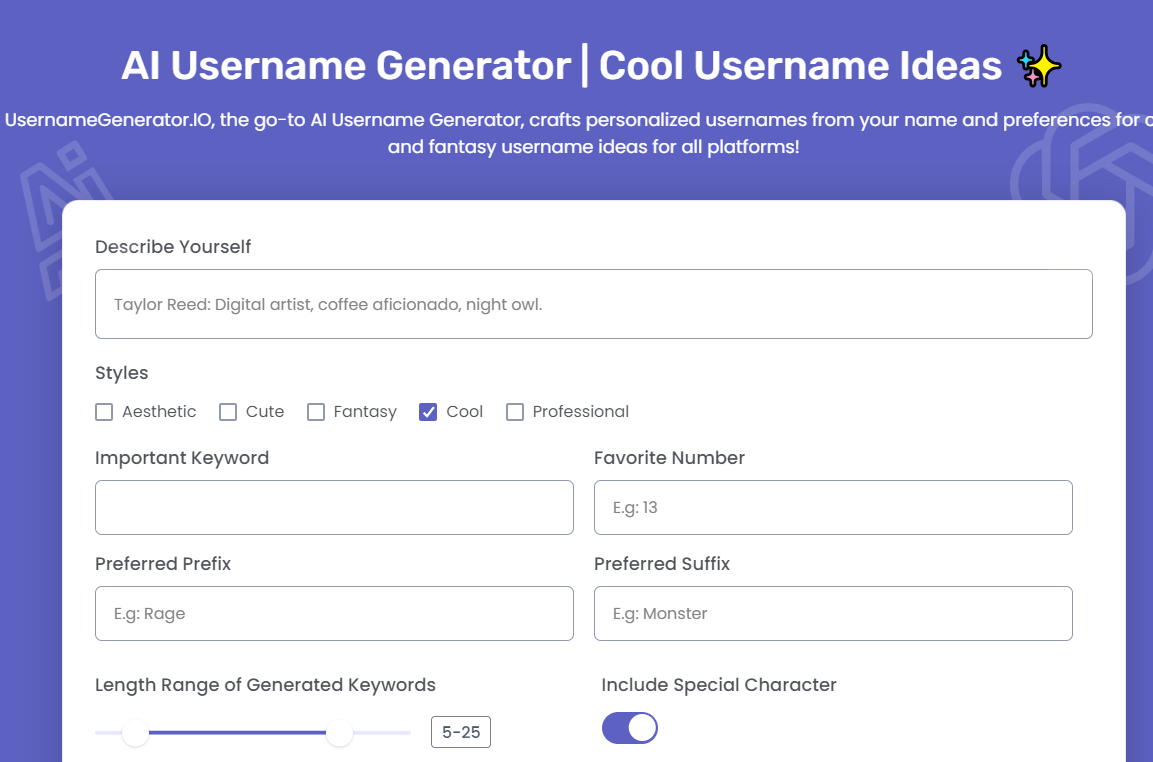 AI Username Generator | AI Free Username ID Generation Website - andrewji8