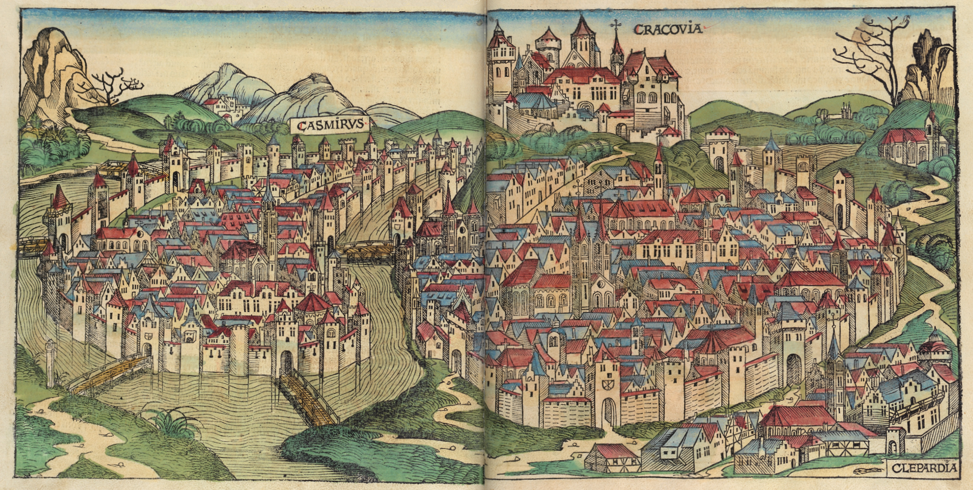 Woodcut of Kraków from the Nuremberg Chronicle, 1493