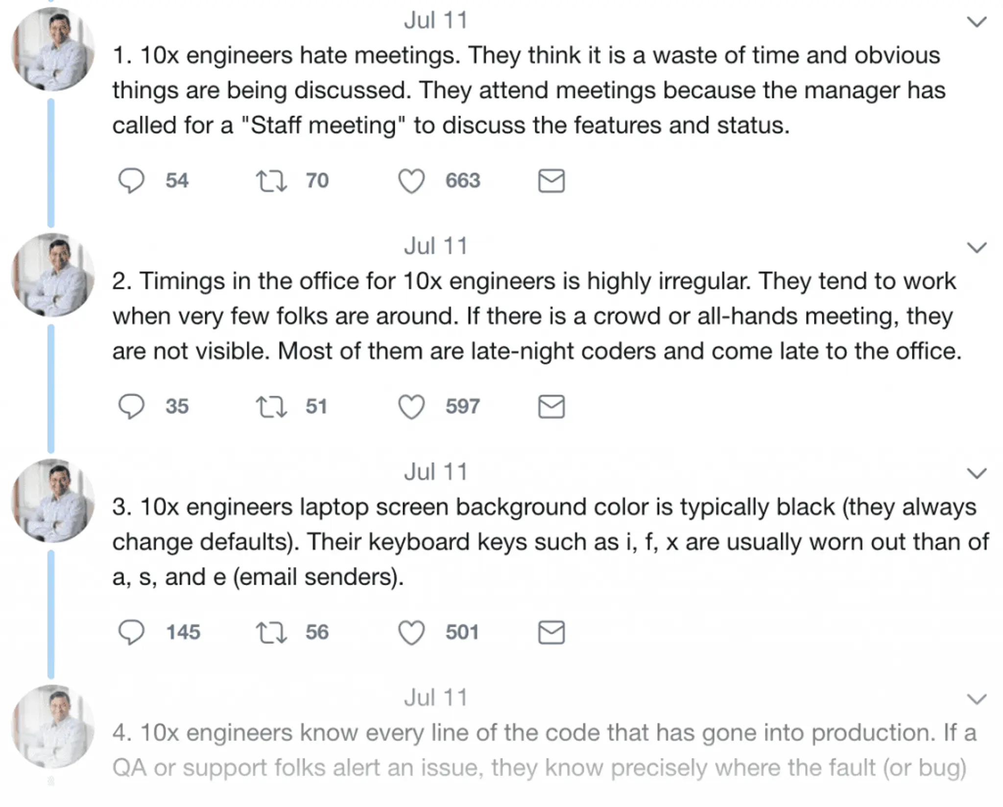 A terrible example image of a 10x engineer, completely wrong