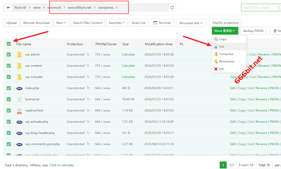 wordpress 剪切文件