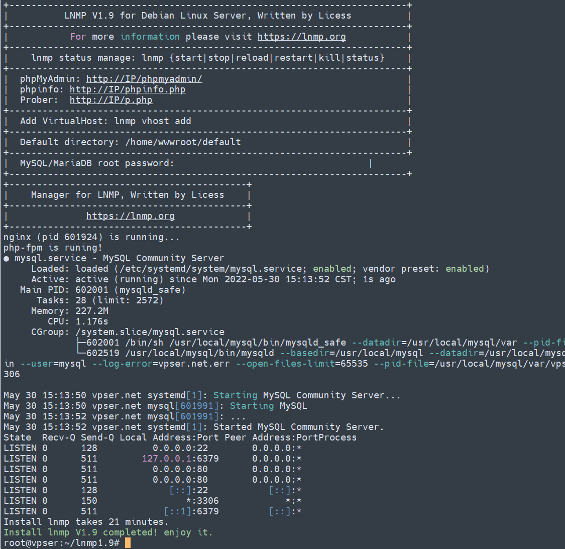 lnmp1.9-install-success