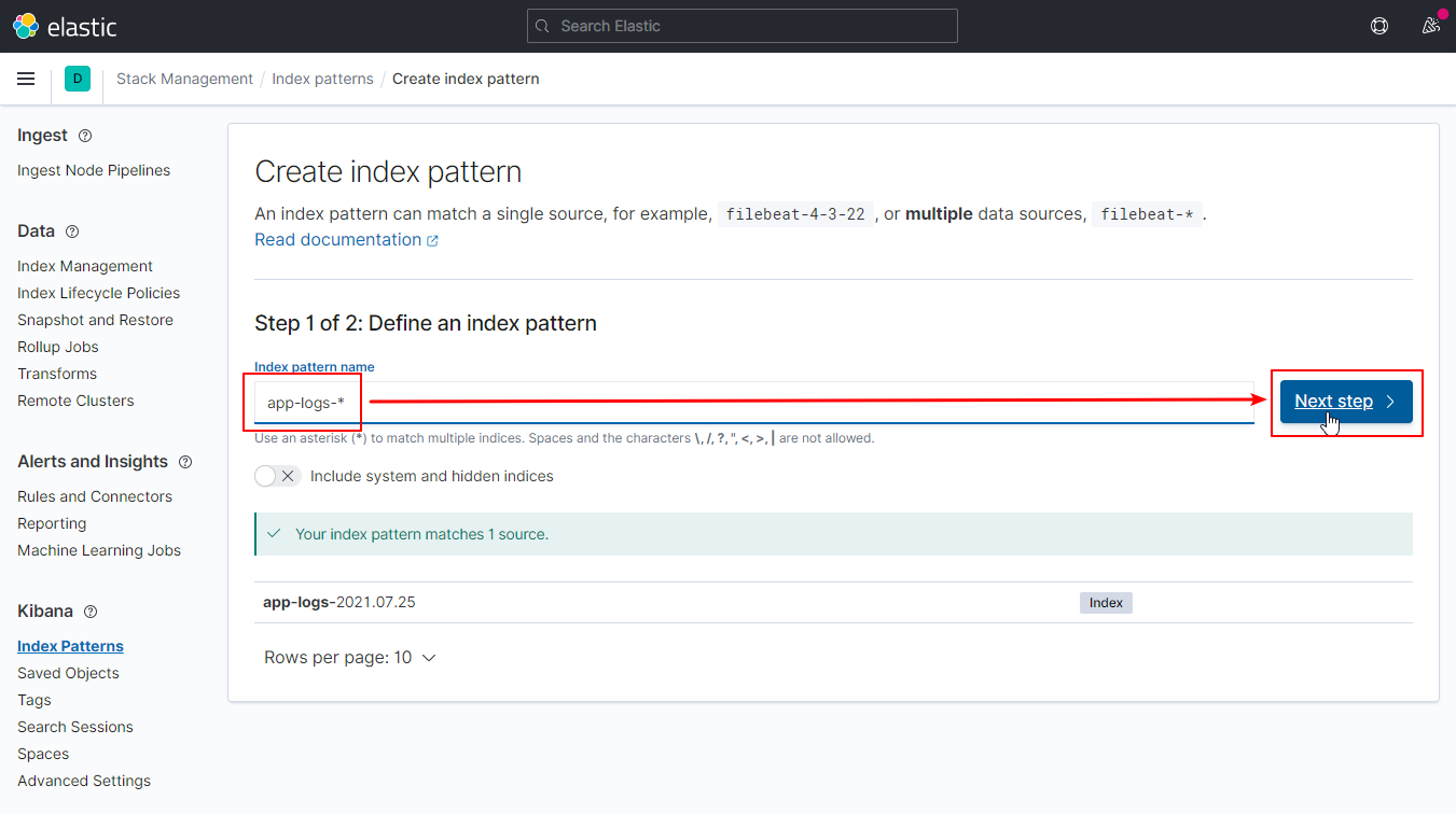 define an index pattern