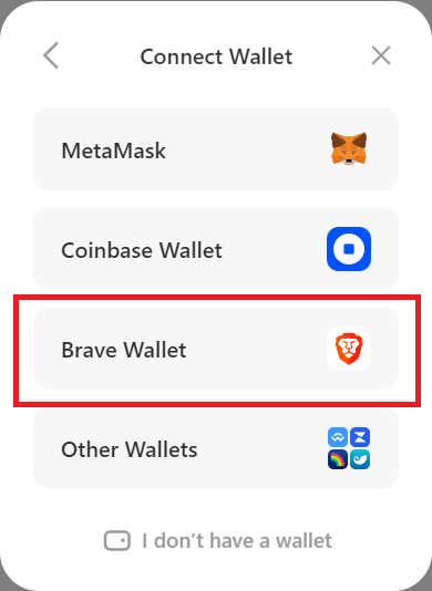 选择钱包连接 xLog 的时候显示 brave wallet