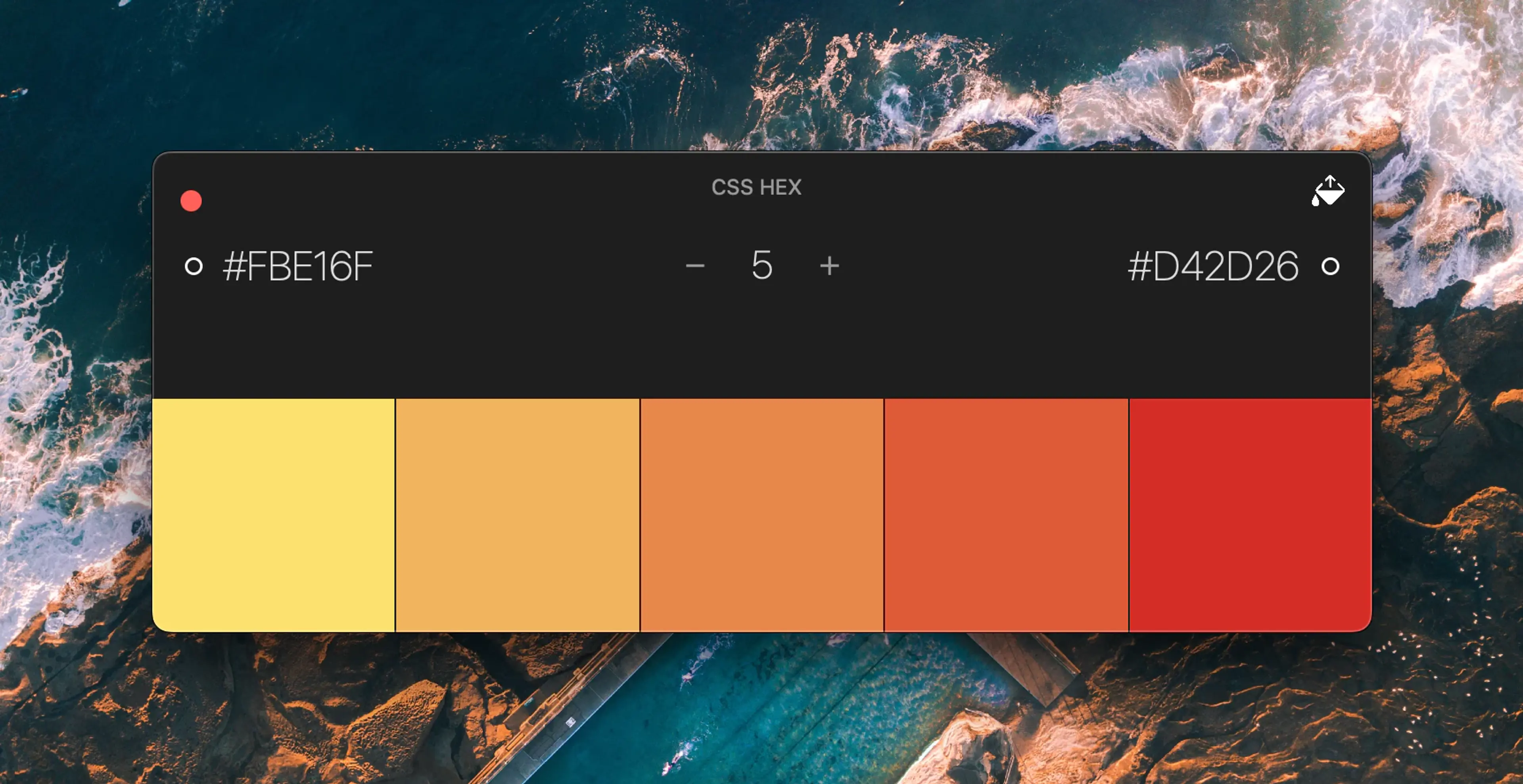 在右侧输入颜色编号以产生渐变过量的颜色。