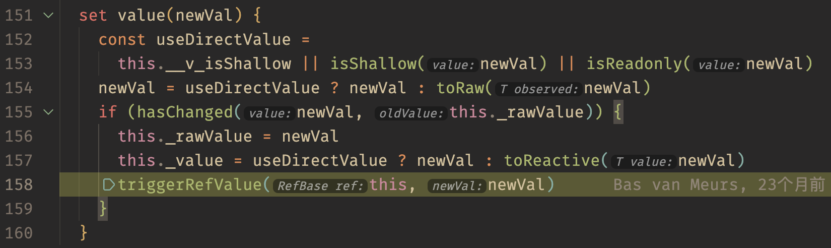 Figure 1: The value update of Ref is intercepted by set to trigger the side effects that depend on this ref