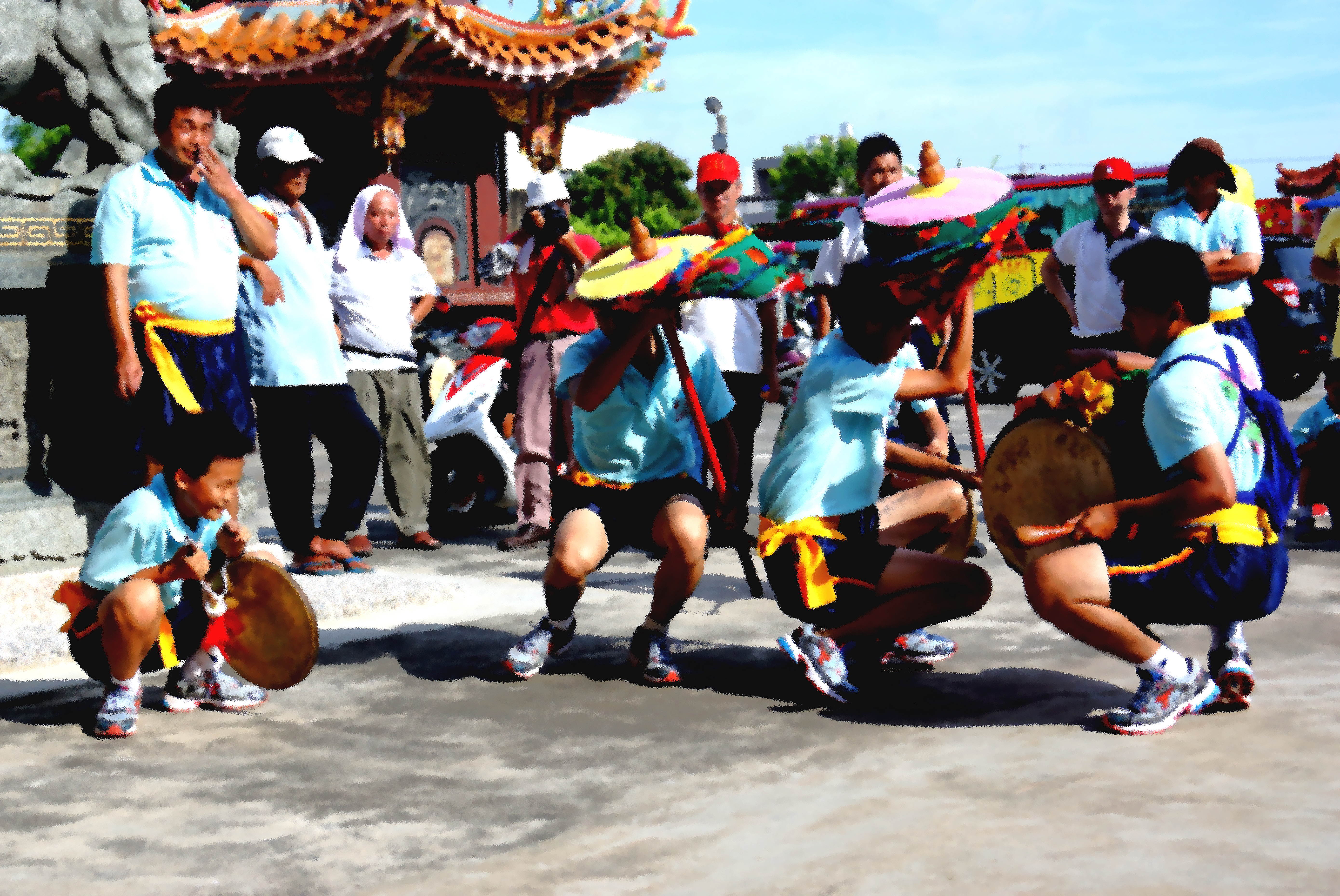 雙張廍保天宮充滿力道的大鼓花陣，在乙未香科。