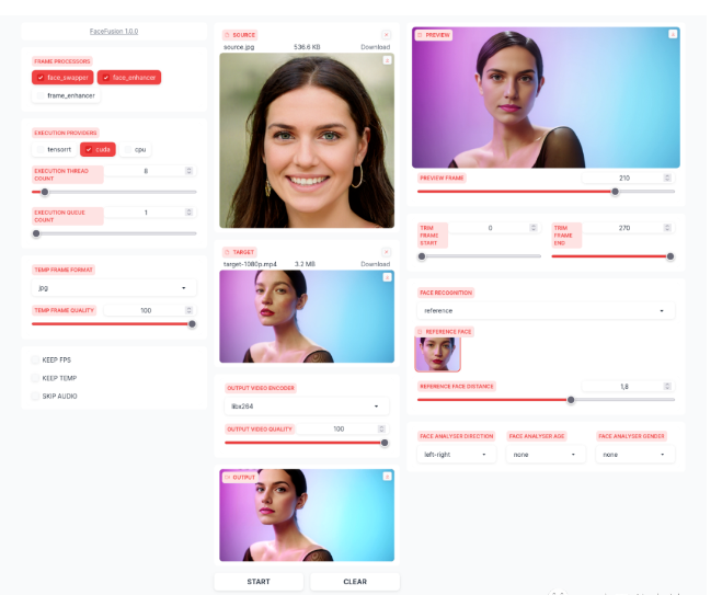 Free Ai face fusion software Facefusion, the software has been packaged